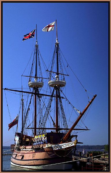 Reconstruction of an original colonist ship, Jamestown Restoration, Virginia.