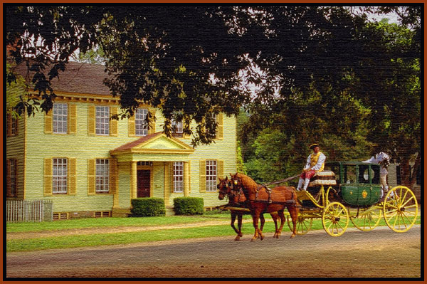 A scene in Colonial Williamsburgh, VA. Digital manipulation.