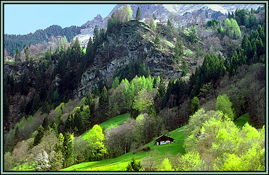 A hillside barn in the Austrian Alps.