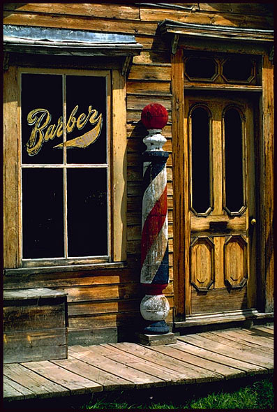 An old barbershop in a Western ghost town.