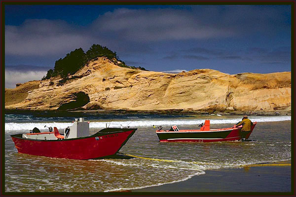 Boats on the beach. Oregon