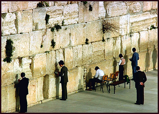 Praying at the Western Wall. Jerusalem, Israel