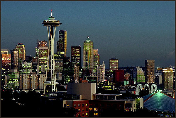 Seattle at dusk. Washington.