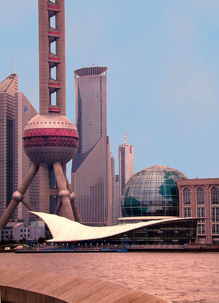 A portion of the modern Pudong District. Shanghai, China