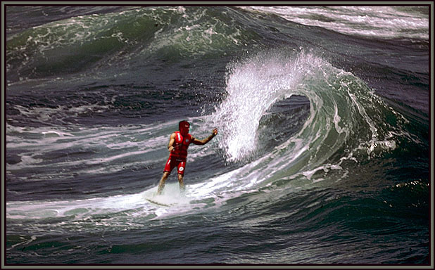 The perfect wave. Two images combined digitally.