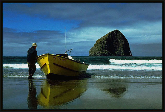 The yellow boat. Oregon coast.